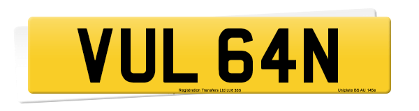 Registration number VUL 64N